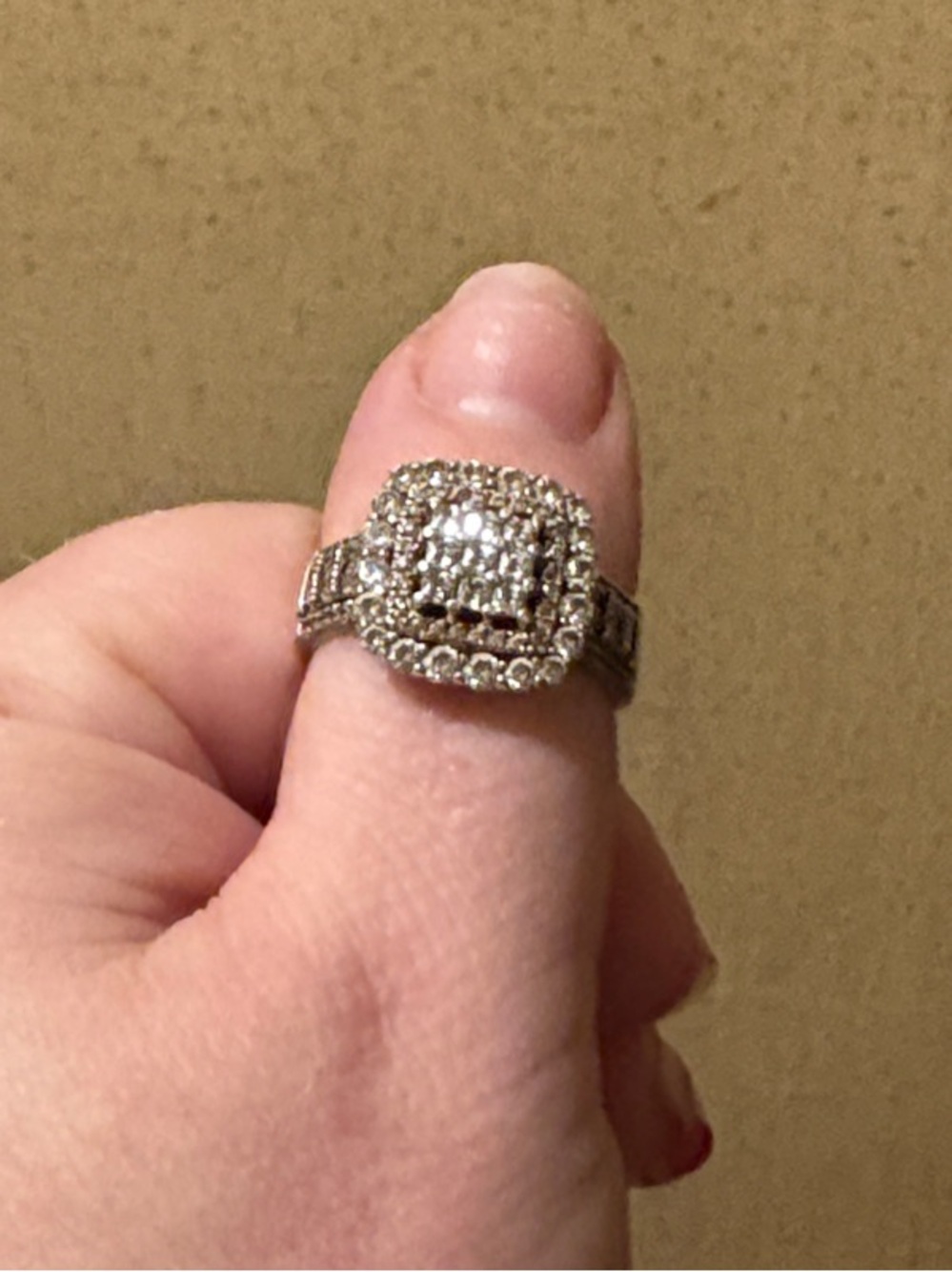 JTV Sterling Silver Rose Gold Double Halo Cluster Ring with Lab Diamonds - Picture 7 of 7